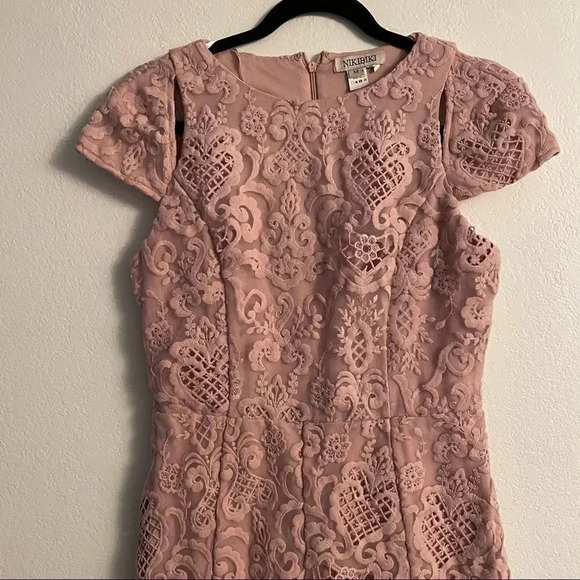 nikibiki pink crochet cup sleeve dress size m - Picture 15 of 16